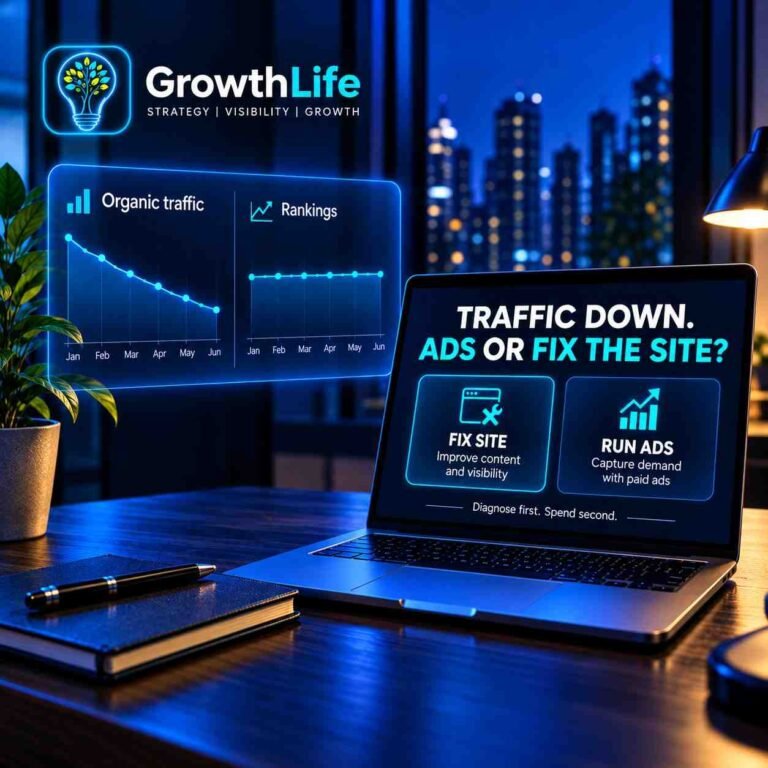 Organic traffic is down and AI is answering everything. Do I move the budget to ads or fix the site?